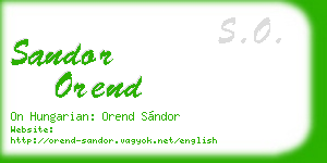 sandor orend business card
